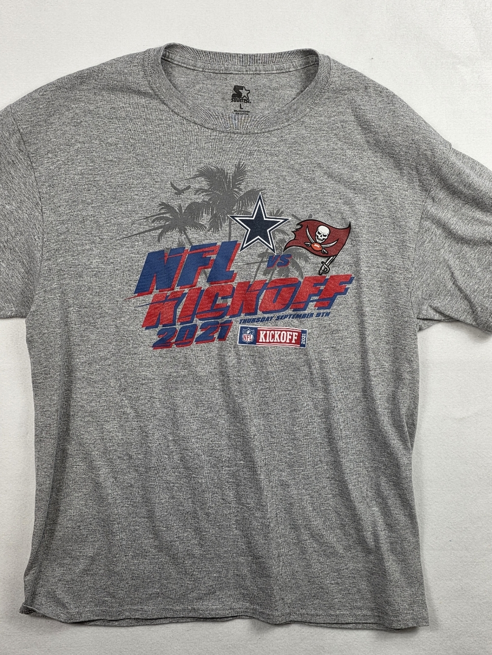 NFL Kickoff 2021 T-Shirt Dallas Cowboys vs Tampa Bay Buccaneers Starter Grey L
